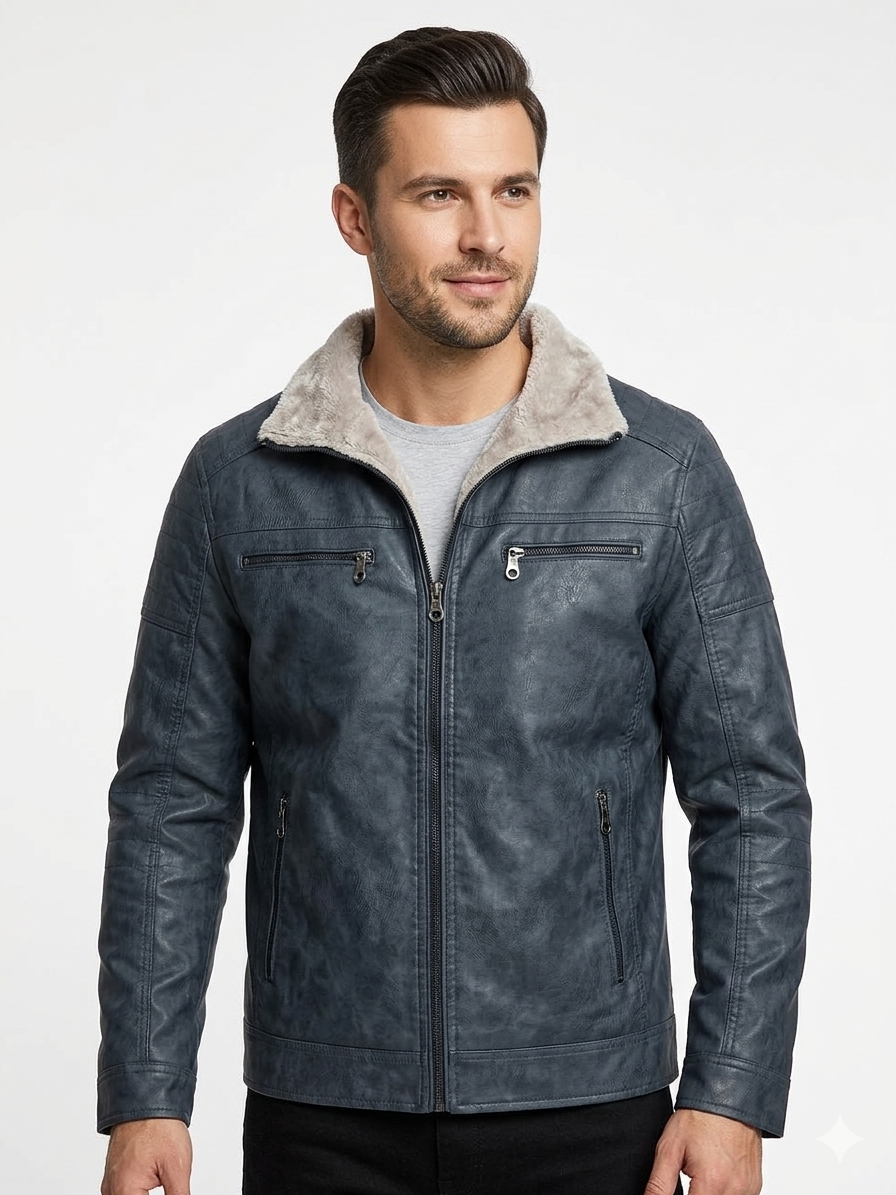Vest en Cuir Synthétique Doublé Fourrure